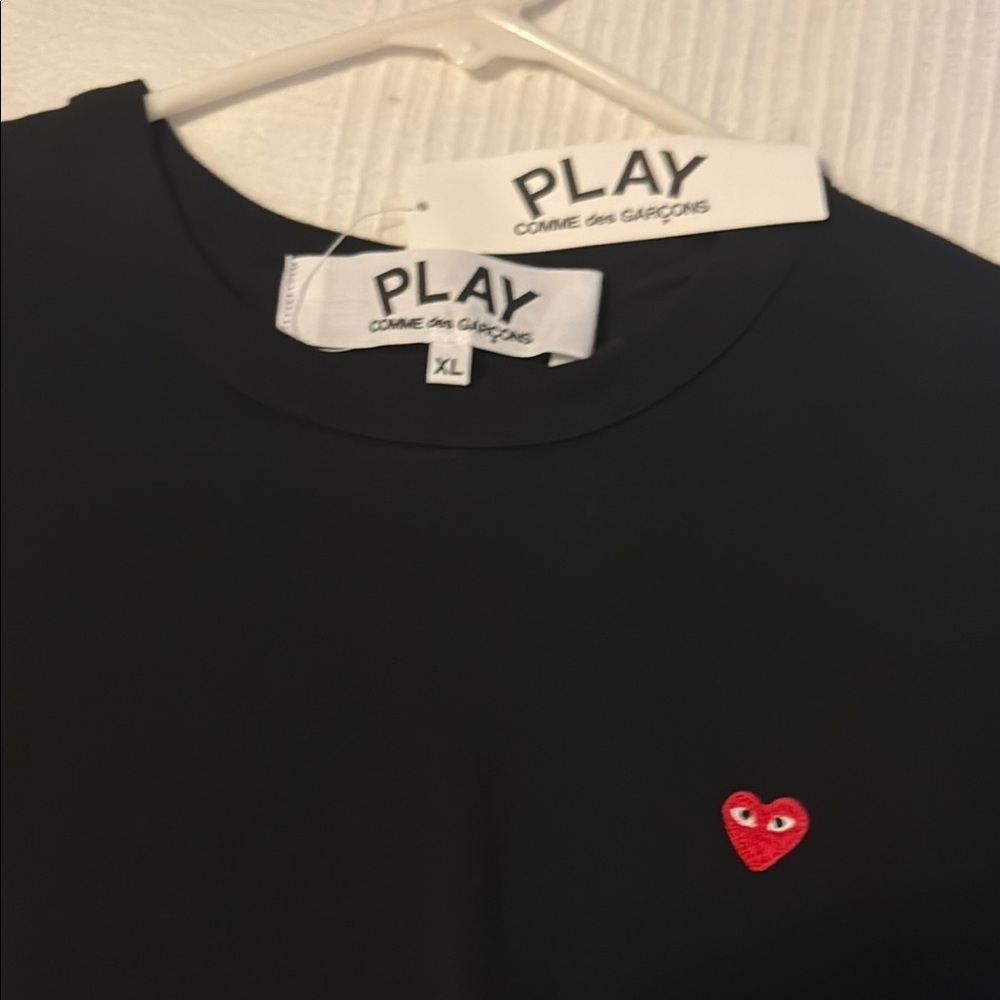 Comme Des Garons Play Black T-Shirt With Red Heart